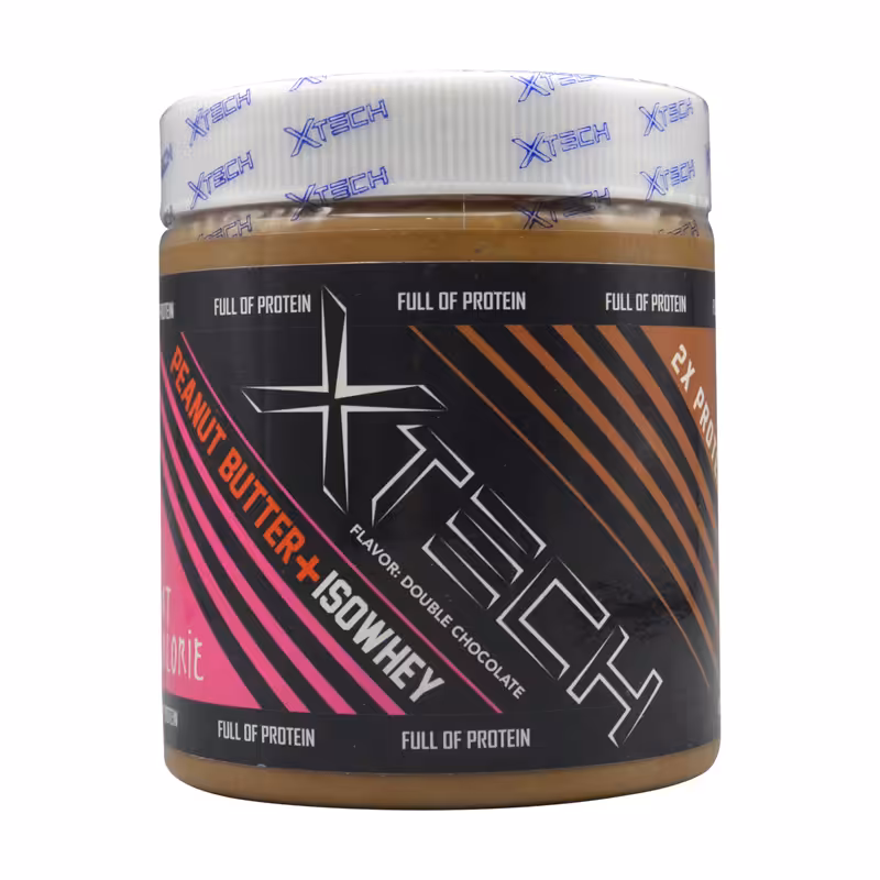 کره بادام زمینی ایکس تک حاوی ایزو وی طعم دبل شکلات 600 گرمی