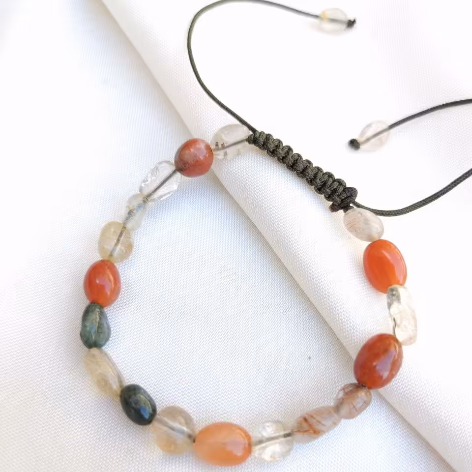 دستبند ترکیبی دُر مویی(کوارتز)