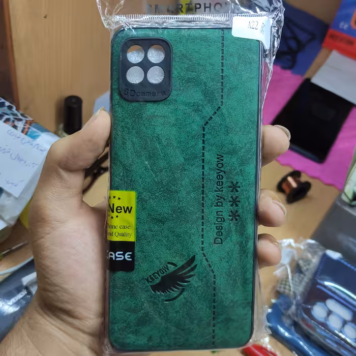 قاب طرح چرم سامسونگ A22 5G رنگ سبز  ژله ای و نشکن ارسال به تمام ایران 