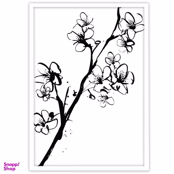 تابلو بکلیت طرح سیاه قلم شکوفه گیلاس مدل W-10414