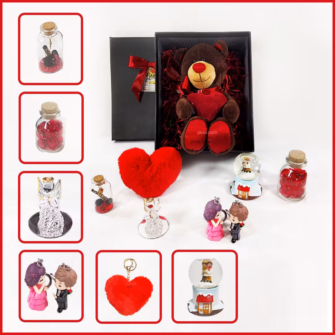 باکس هدیه با عروسک خرس