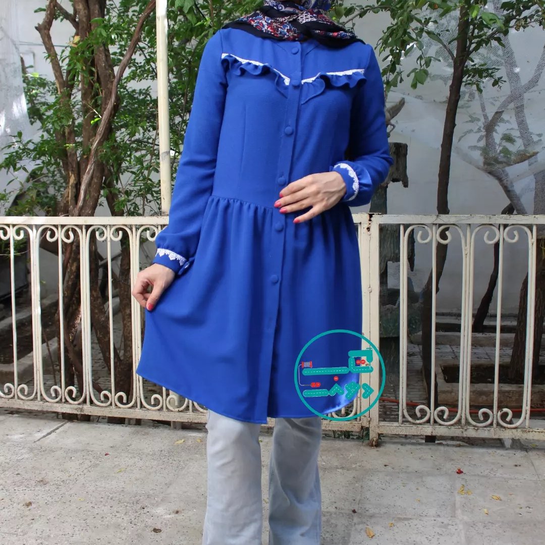 مانتو هستی رنگ آبی کاربنی سایز مدیوم