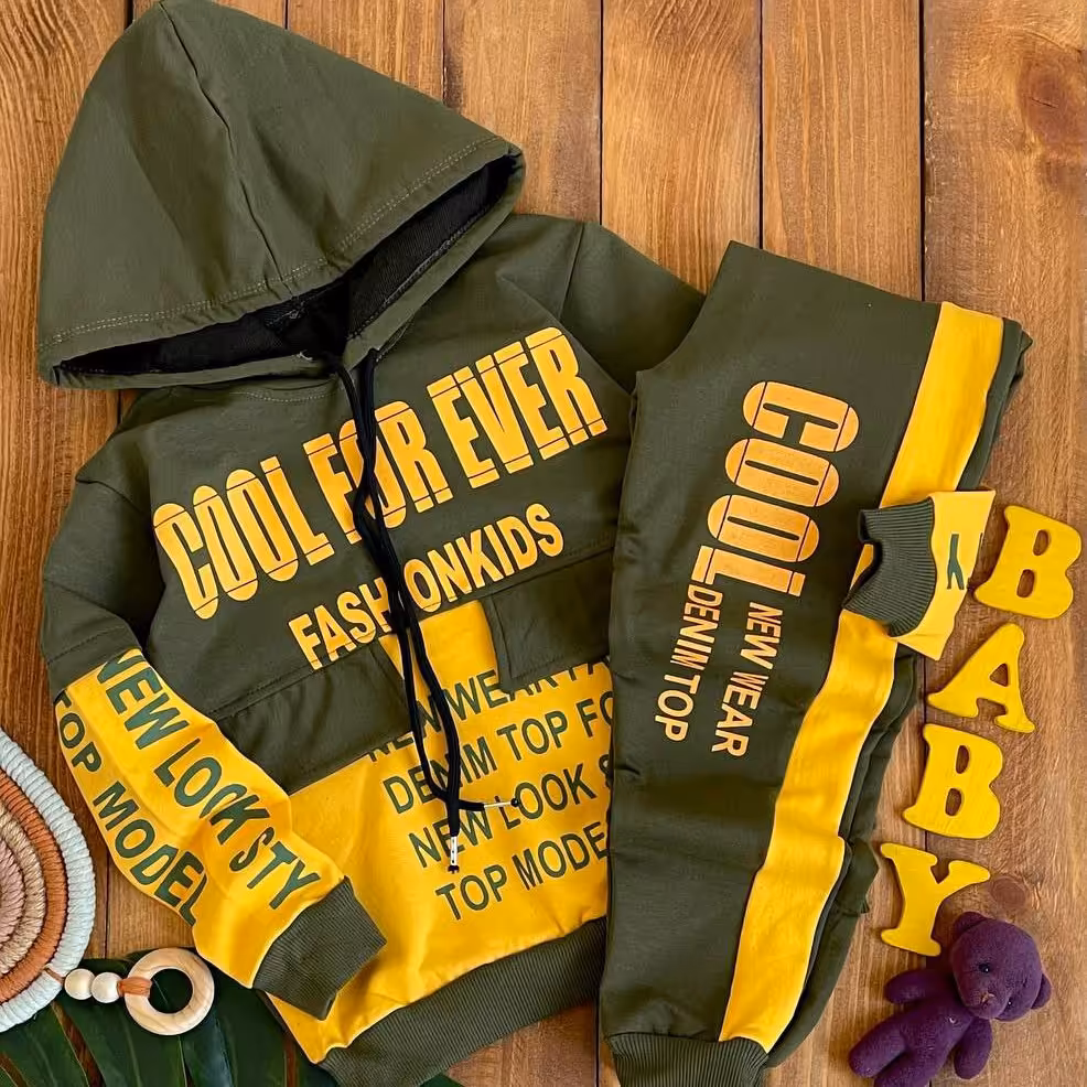 هودی شلوار پسرانه دخترانه کاربنی سبز  نارنجی