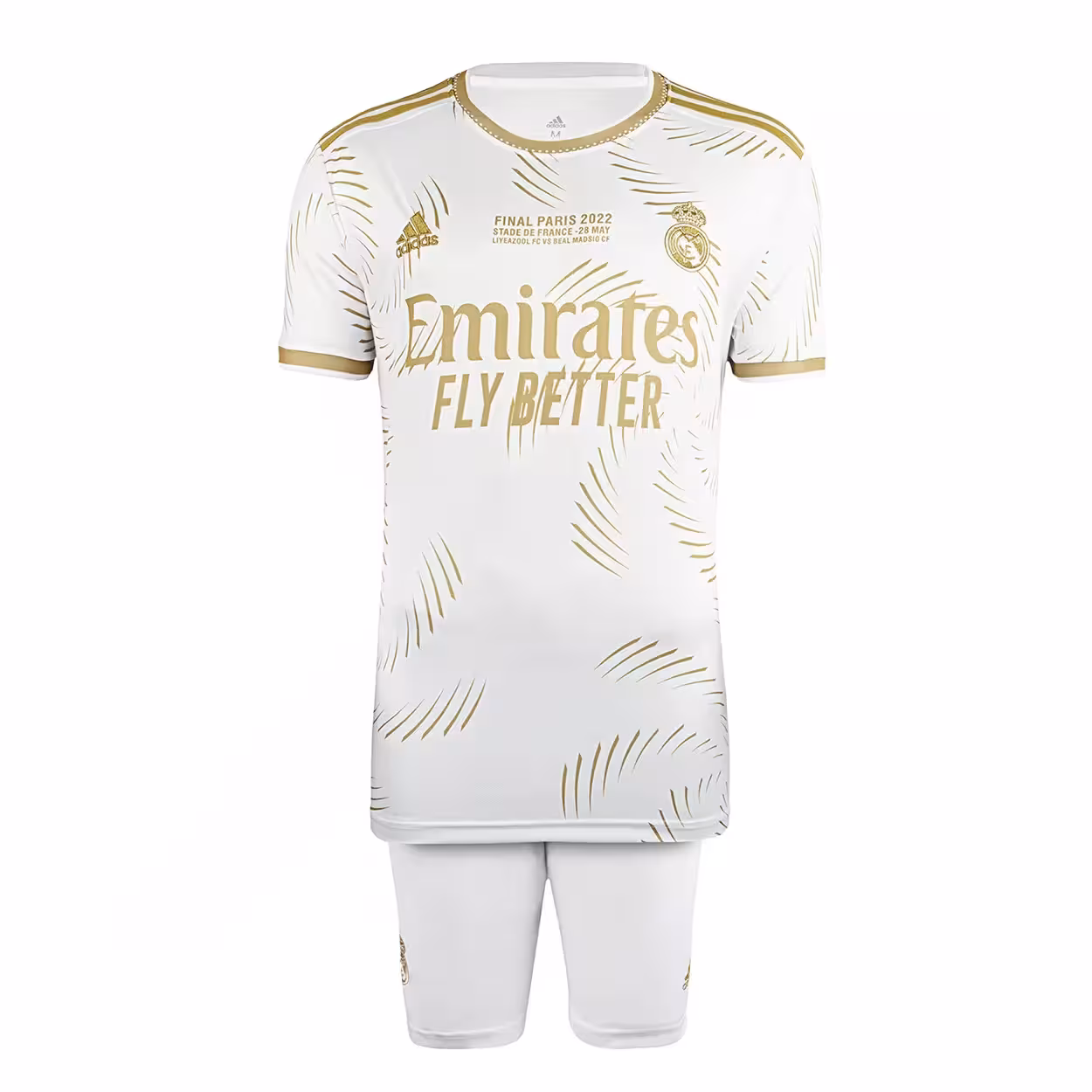 ست پیراهن شورت فوتبال ریال مادرید آدیداس فینال پاریس 2022 AKS | سفید/سبز