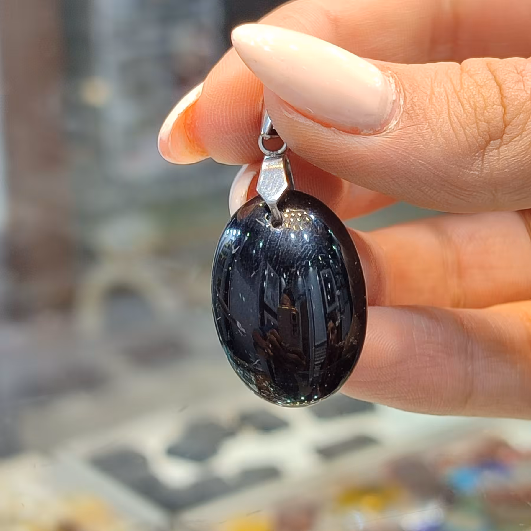 گردنی عقیق اونیکس یا عقیق سیاه درجه یک