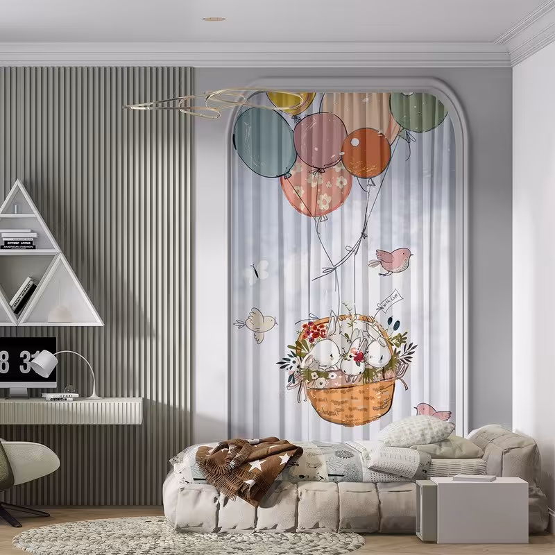 پرده پانچی طرح کودک سایز 140 در 280 جنس هازان کد 072