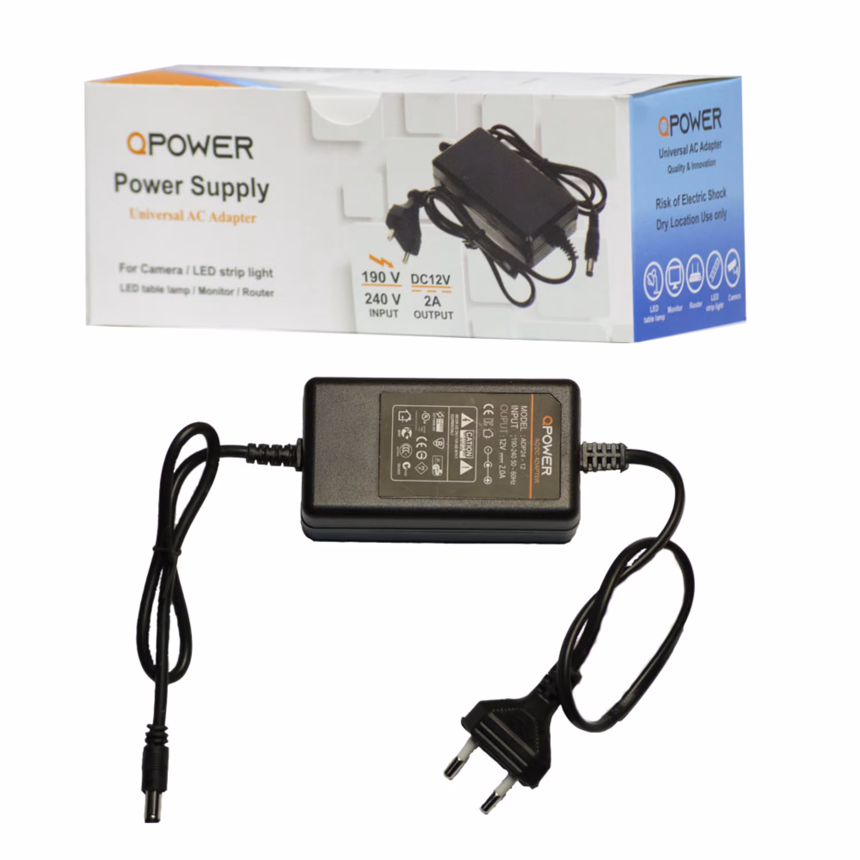 آداپتور 12 ولت 2 آمپر کیوپاور مدل ADP24-12