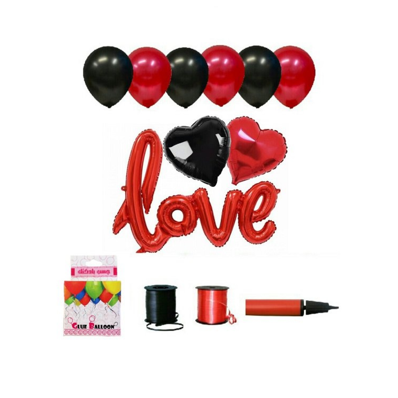 بادکنک آرایی قرمز و مشکی با تم LOVE