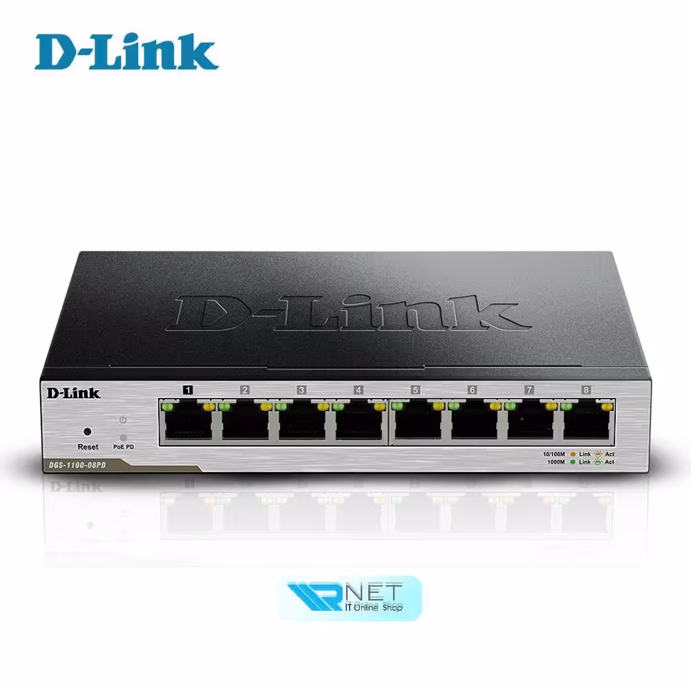 سوئیچ شبکه مدیریتی 8 پورت دی لینک مدل DGS-1100-08PD