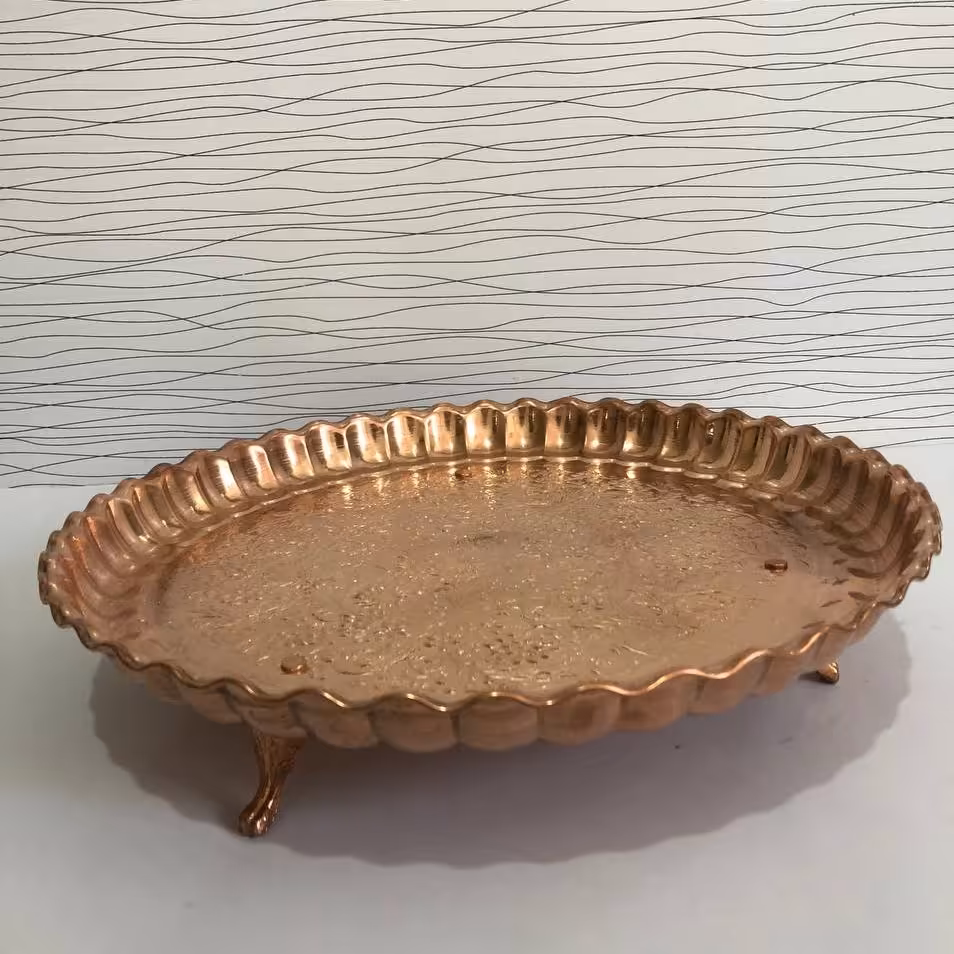 سینی مسی پایدار کنگره ای داخل قرمز نانوشده