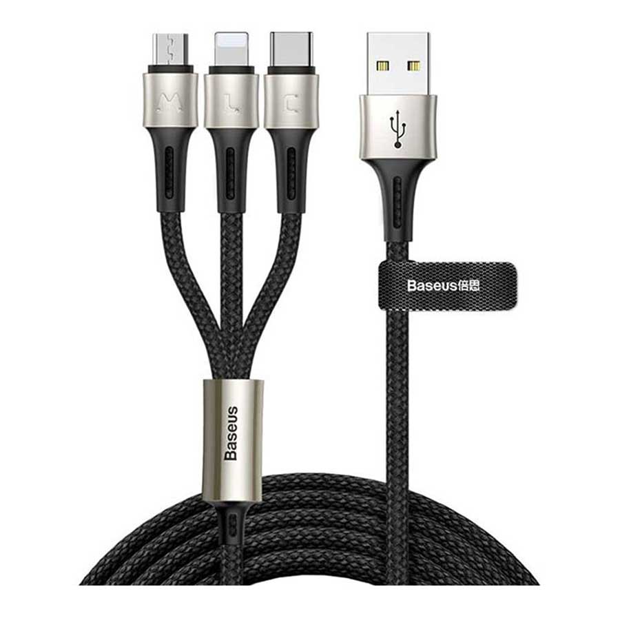 قیمت و خرید کابل تبدیل 12 متری USB به USB-C/microUSB/لایتنینگ بیسوس مدل MLT-GH01 | یاس ارتباط