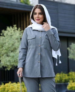 مانتو شلوار زنانه کرپ مدل ست مانتو و شلوار مکانیک پرشیا طرح انیسا