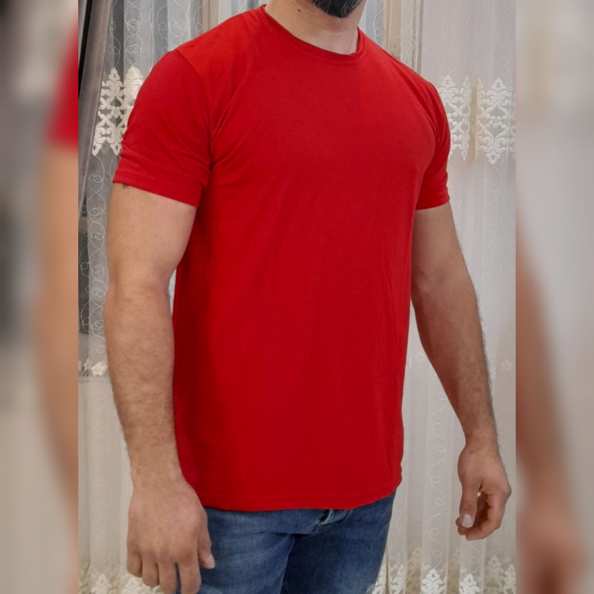 تی شرت یقه گرد جودون رنگ قرمز