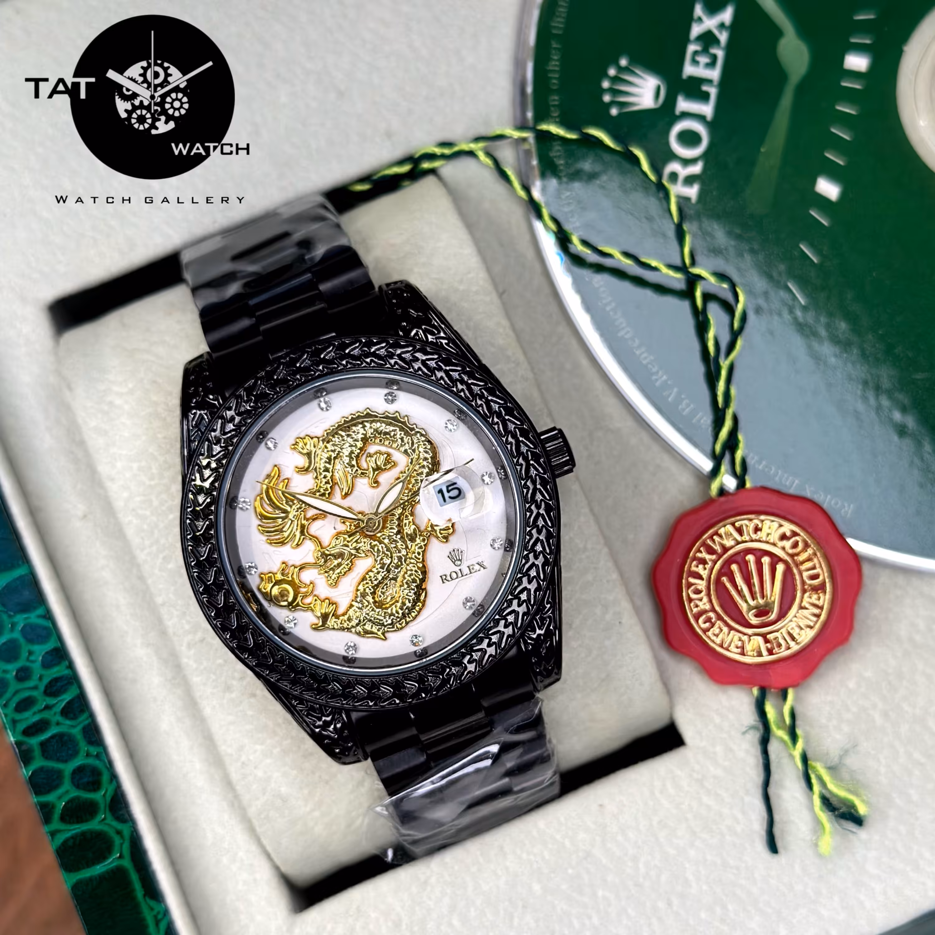 ساعت رولکس دراگون مشکی صفحه سفید