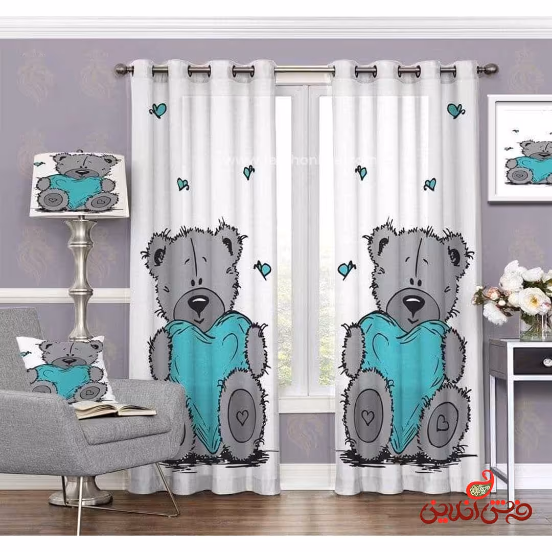 پرده 2عددی کودک طرح خرس کد 3159