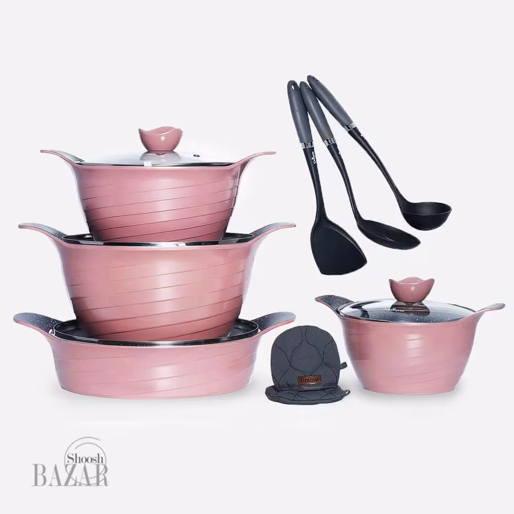 سرویس قابلمه 11 پارچه رزگلد رز یونیک کد 7742