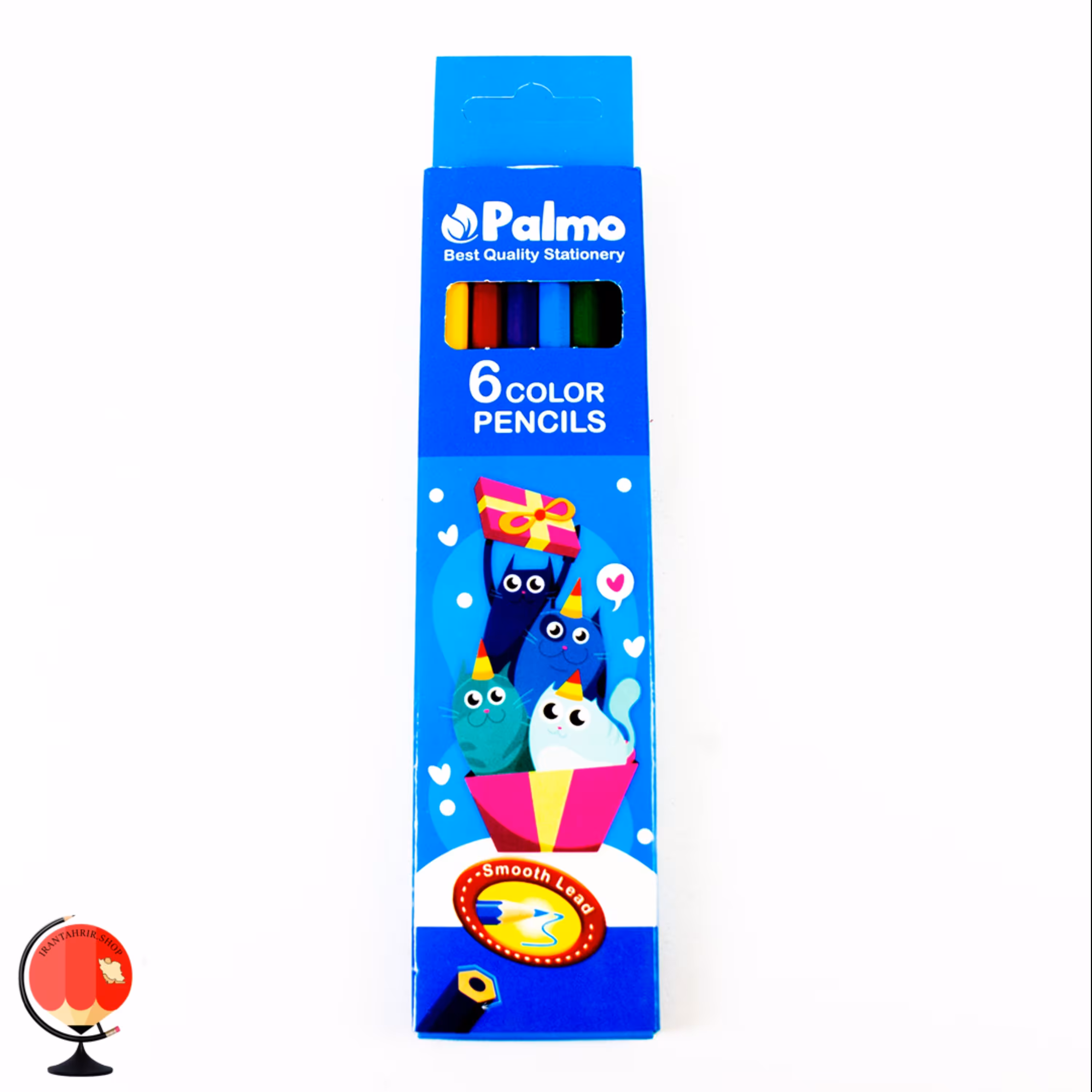 مداد رنگی پالمو 6 رنگ  طرح گربه جعبه مقوایی کد 13102