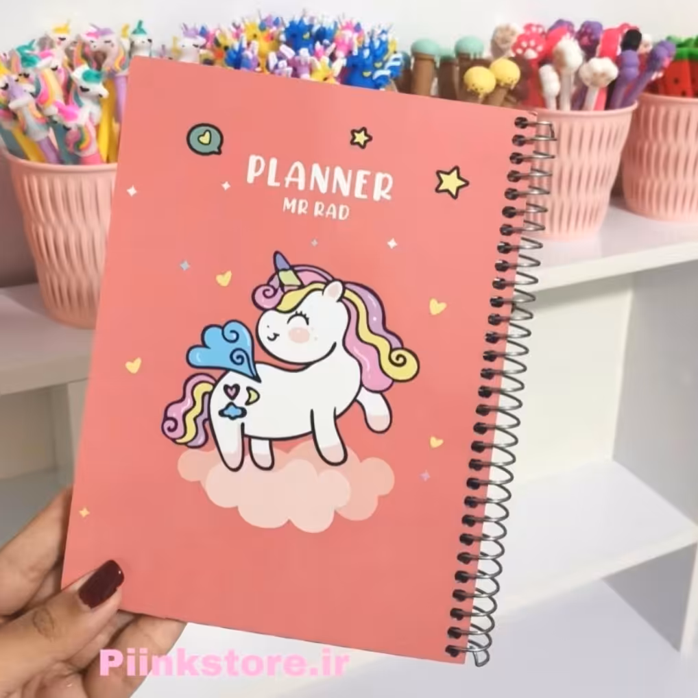 پلنر روزانه  یونیکورن دفتر برنامه ریزی تک شاخ  صورتی سایز بزرگ a5 
