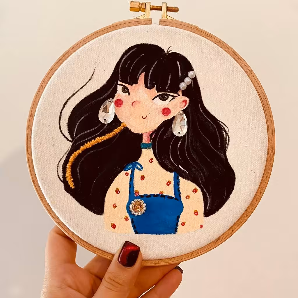 نقاشی رو پارچه نقره خانم