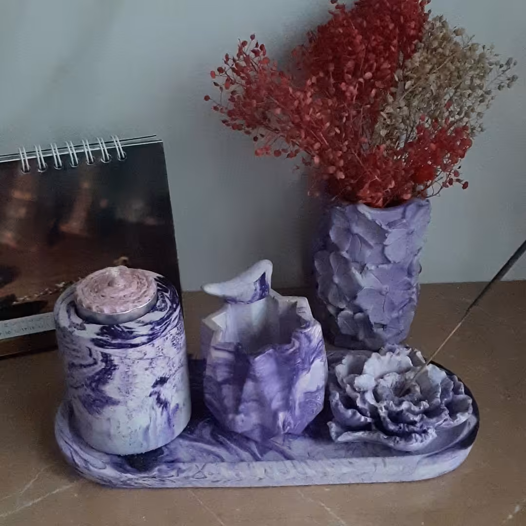 ست بتنی سفید بنفش