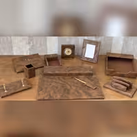 سرویس لوازم اداری رومیزی  10 تکه قائم- چوب و چرم - کد 810- قهوه ای و مشکی