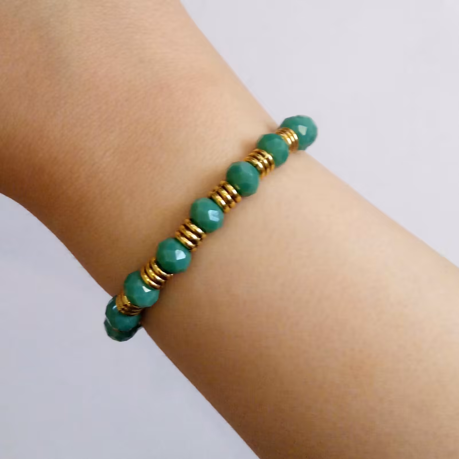 دستبند سبزآبی کریستال 