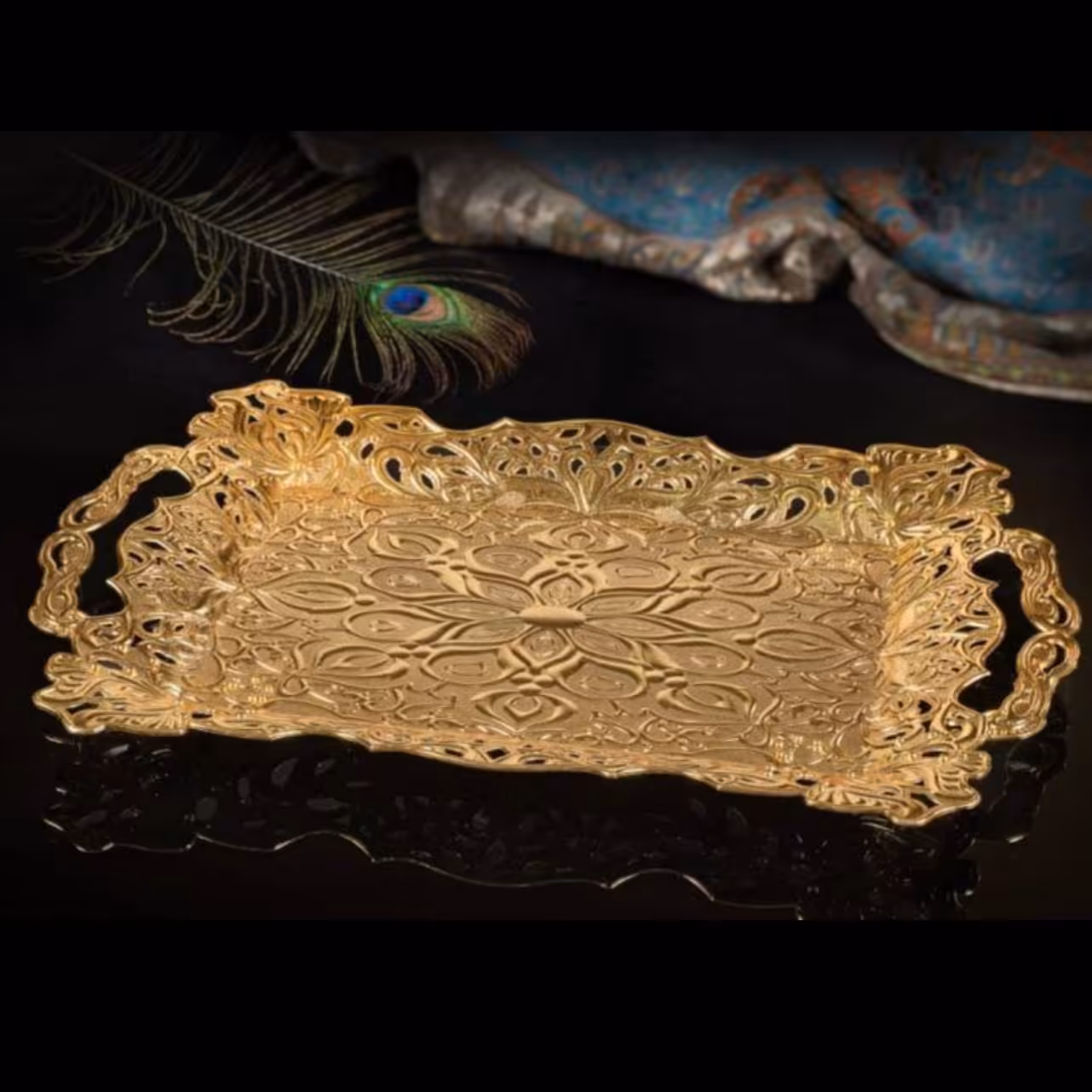 سینی 6نفره  (طلایی )شقایق 