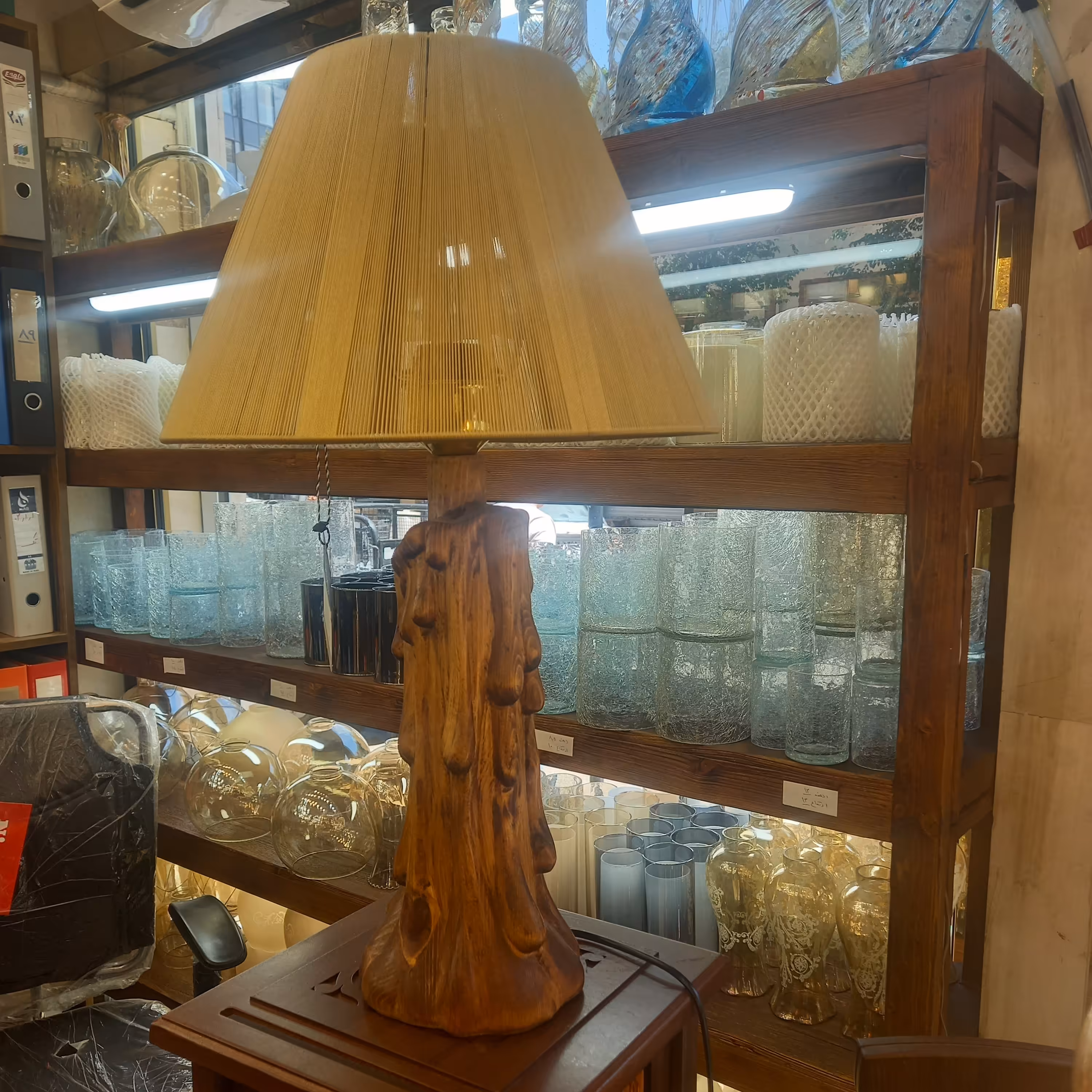 سلام آباژورچوبی طرح شمع رنگ طبیعی 