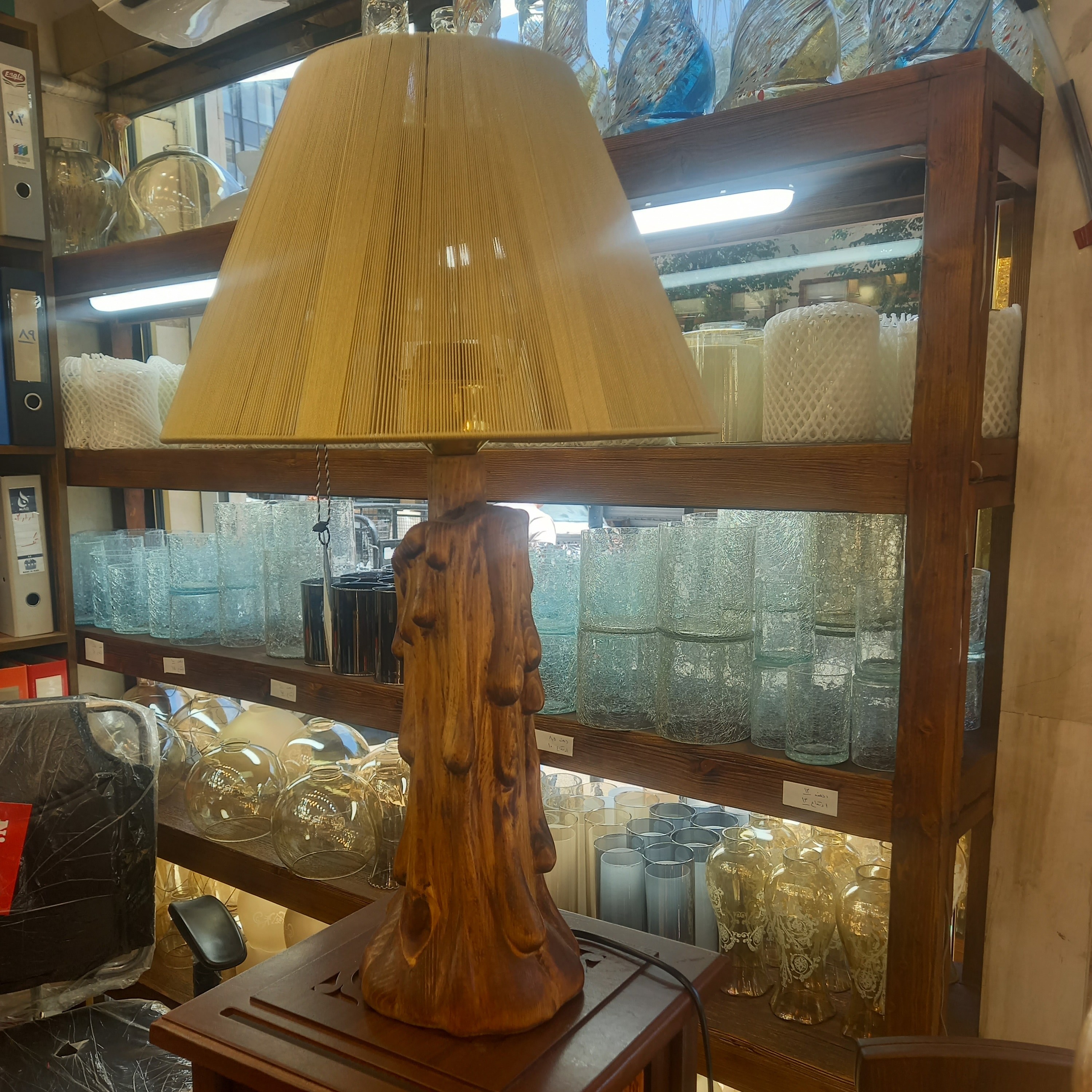 سلام آباژورچوبی طرح شمع رنگ طبیعی