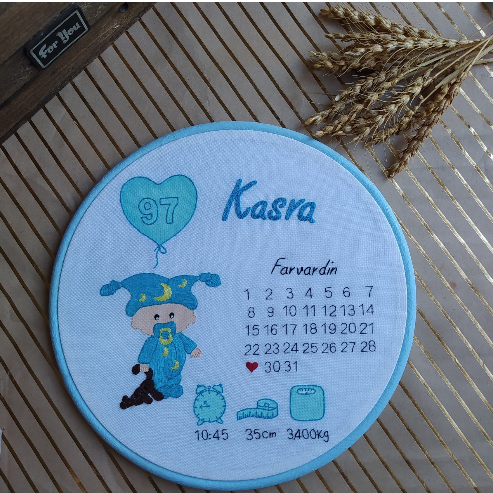 دیوارکوب گلدوزی طرح نوزاد پسرانه دیوار کوب برای اتاق کودک