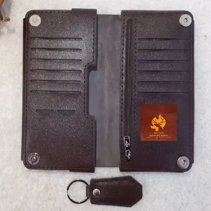 کیف پول و موبایل چرم طبیعی دستدوز کد 233