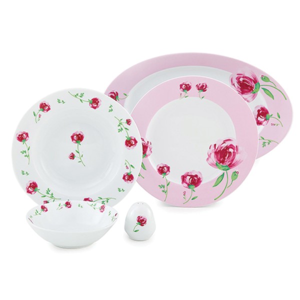 سرویس 28پارچه چینی زرین پینک رز درجه یک