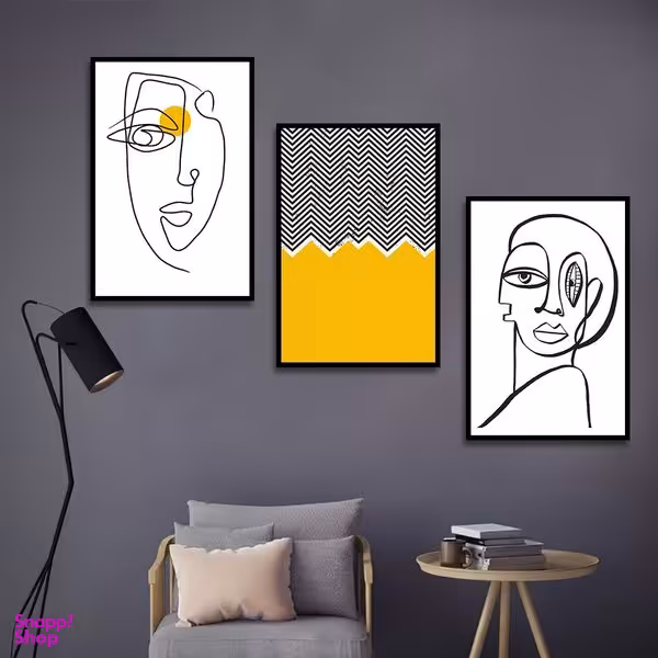 تابلو بکلیت طرح نقاشی دکوراتیو مدرن سبک کوبیسم مدل B-1435 مجموعه 3 عددی