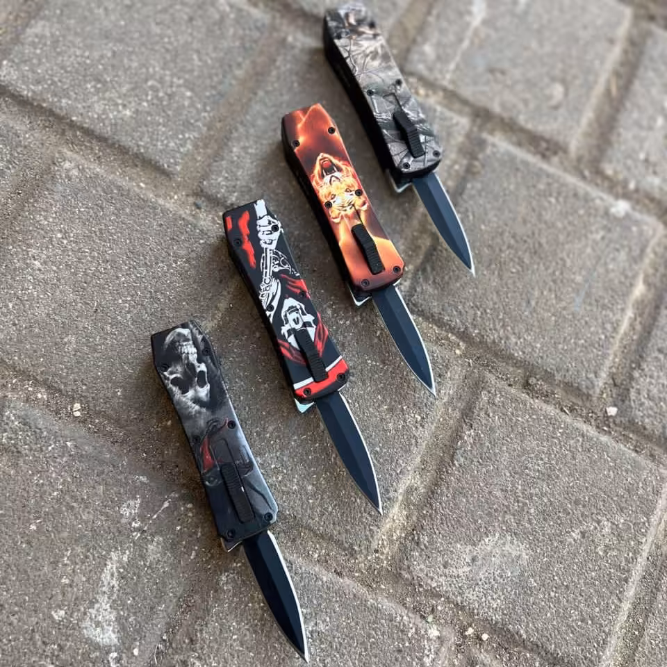 فندک چاقو دار مدل چاقوی کشویی و شعله اتمی و قابلیت شارژ  با گاز فندک