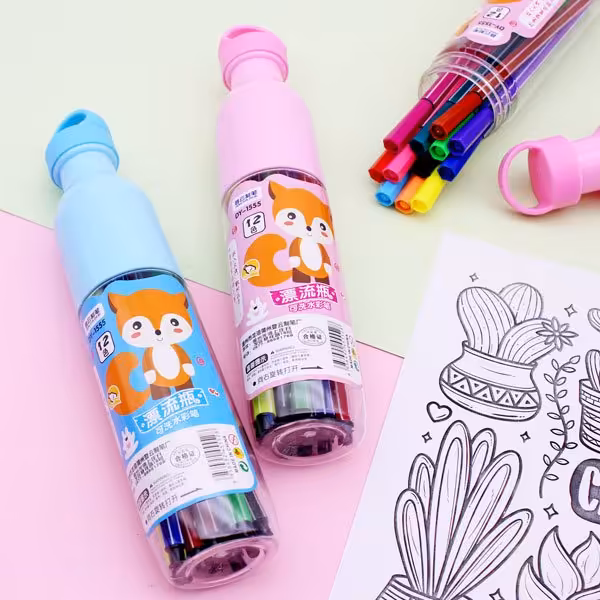 ماژیک نقاشی طرح بطری و روباه