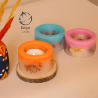 شمع فانوسی گلدار دورنگ