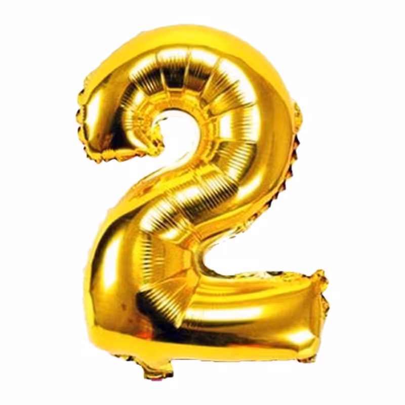 بادکنک فویلی عدد 2 دو طلایی