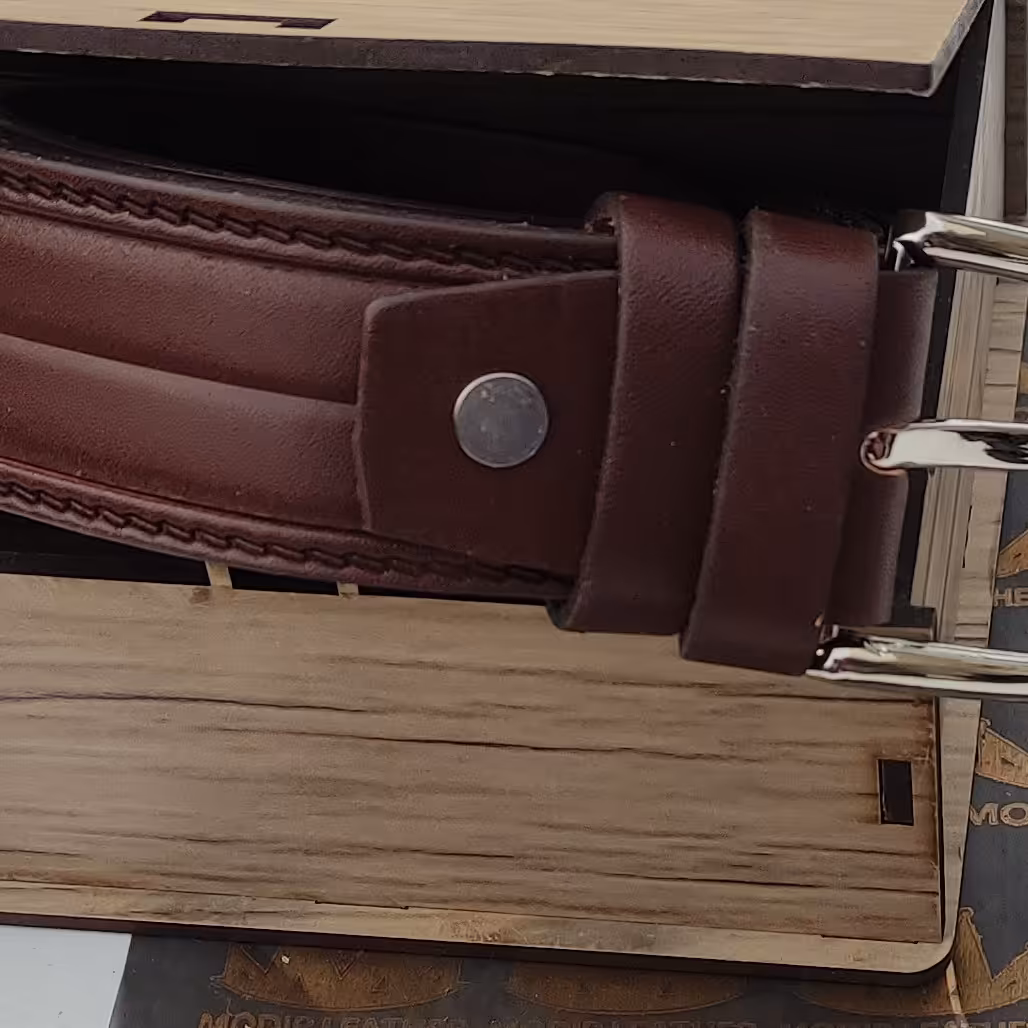 کمربند چرم گاومیشی زبانه دار 3.5 سانتیمتر