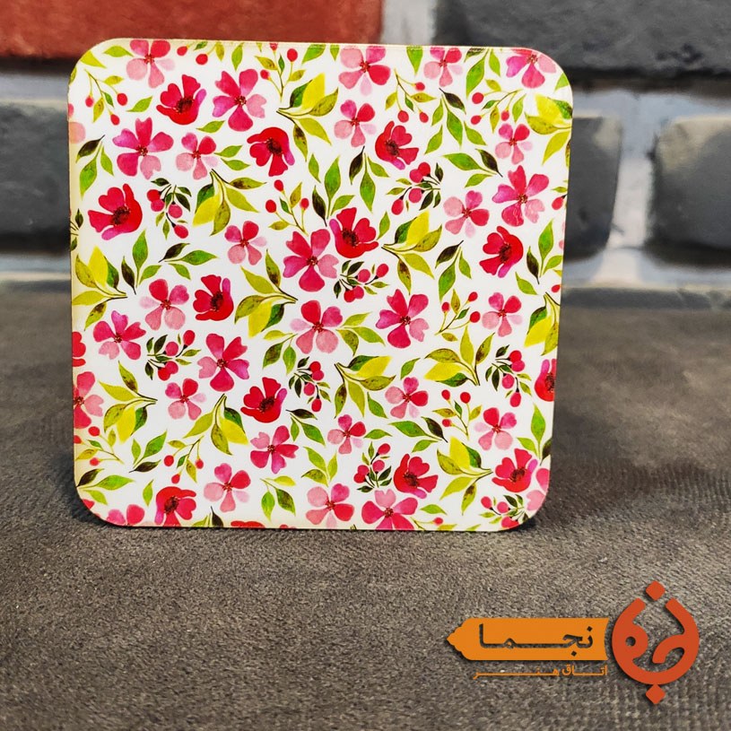 زیرلیوانی چوبی طرح گل کد F13 زیر لیوانی