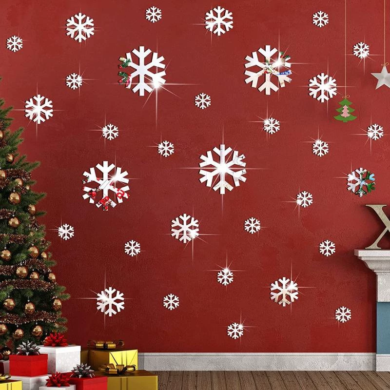 آینه دکوراتیو مولتی استایل طرح برف در دو رنگ طلایی و نقره ای، بسته 10 تایی