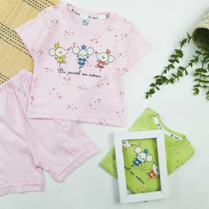 ست تیشرت شورت نوزادی دخترانه موشی کد 10134