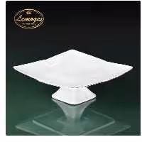 دیس شیرینی خوری لاله پایه دار خط طلا لیمون درجه یک 