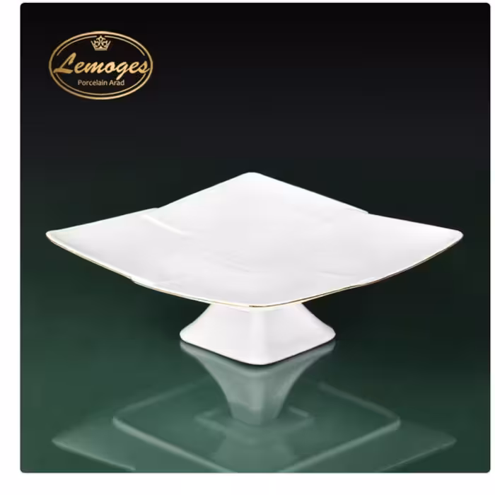 دیس شیرینی خوری لاله پایه دار خط طلا لیمون درجه یک 