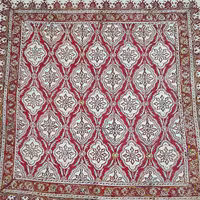 سفره ورومیزی قلمکاری سنتی سایز 1در1متر صورتی طرح صندوقی