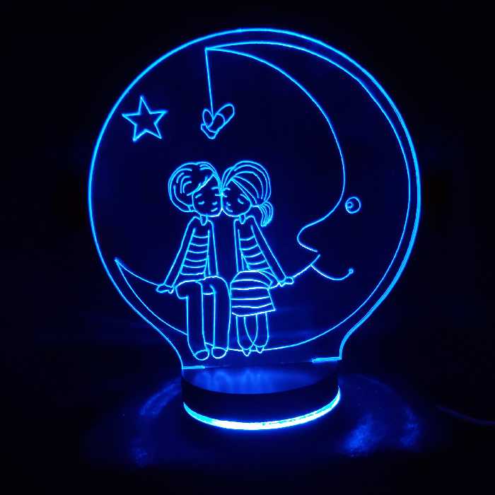 بالبینگ آباژور شبخواب چراغ خواب سه بعدی طرح  ماه عشق 