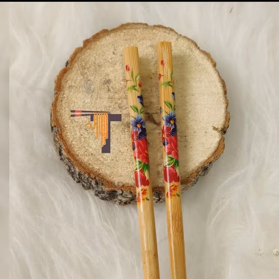 چاپستیک یا چوب غذاخوری کره ای گلدار چوبی وارداتی زیبا