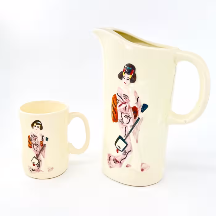 ست لمونژ پارچ و لیوان ژاپنی طرح برجسته