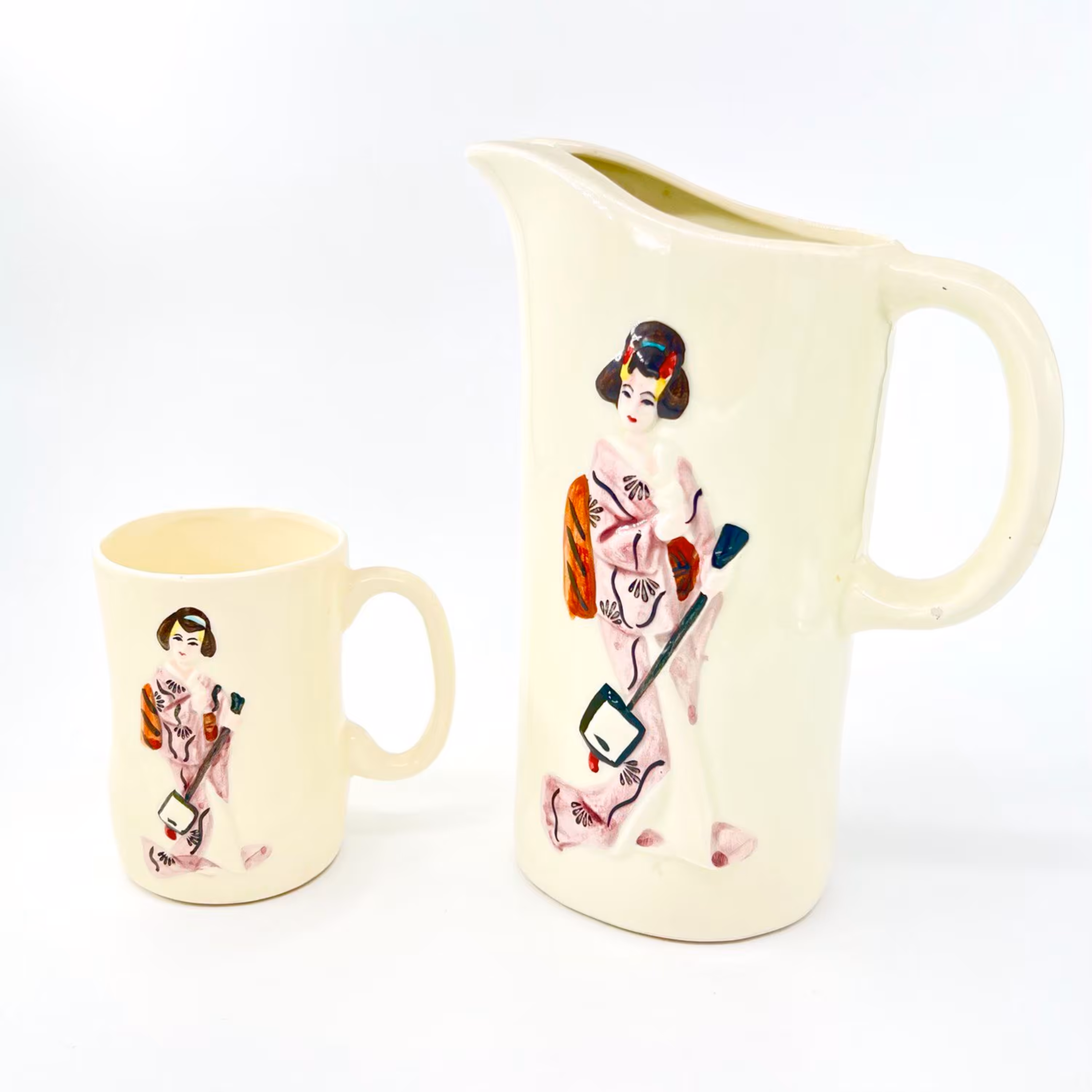 ست لمونژ پارچ و لیوان ژاپنی طرح برجسته