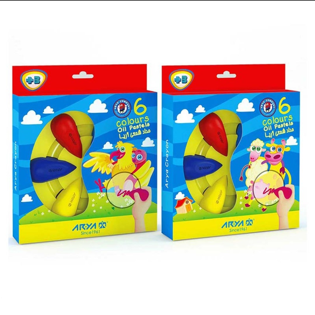 مداد شمعی دوکی 6 رنگ آریا