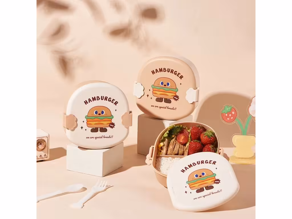 ظرف خوراکی درب دار کودک طرح همبرگر